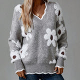 Paula | Jersey de Punto Floral Con Escote en V