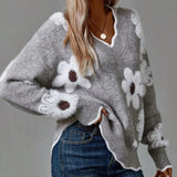 Paula | Jersey de Punto Floral Con Escote en V