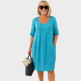 Marley| Vestido de Lino Con Bolsillos