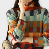 Clara | Suéter de Cuadros con Cuello
