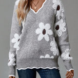 Paula | Jersey de Punto Floral Con Escote en V