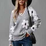 Paula | Jersey de Punto Floral Con Escote en V