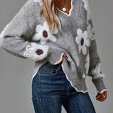 Paula | Jersey de Punto Floral Con Escote en V