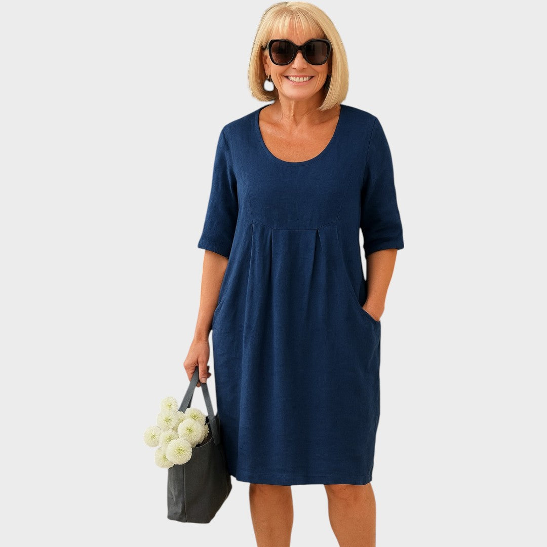Marley| Vestido de Lino Con Bolsillos