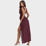 Amira | Vestido largo ciruela oscuro