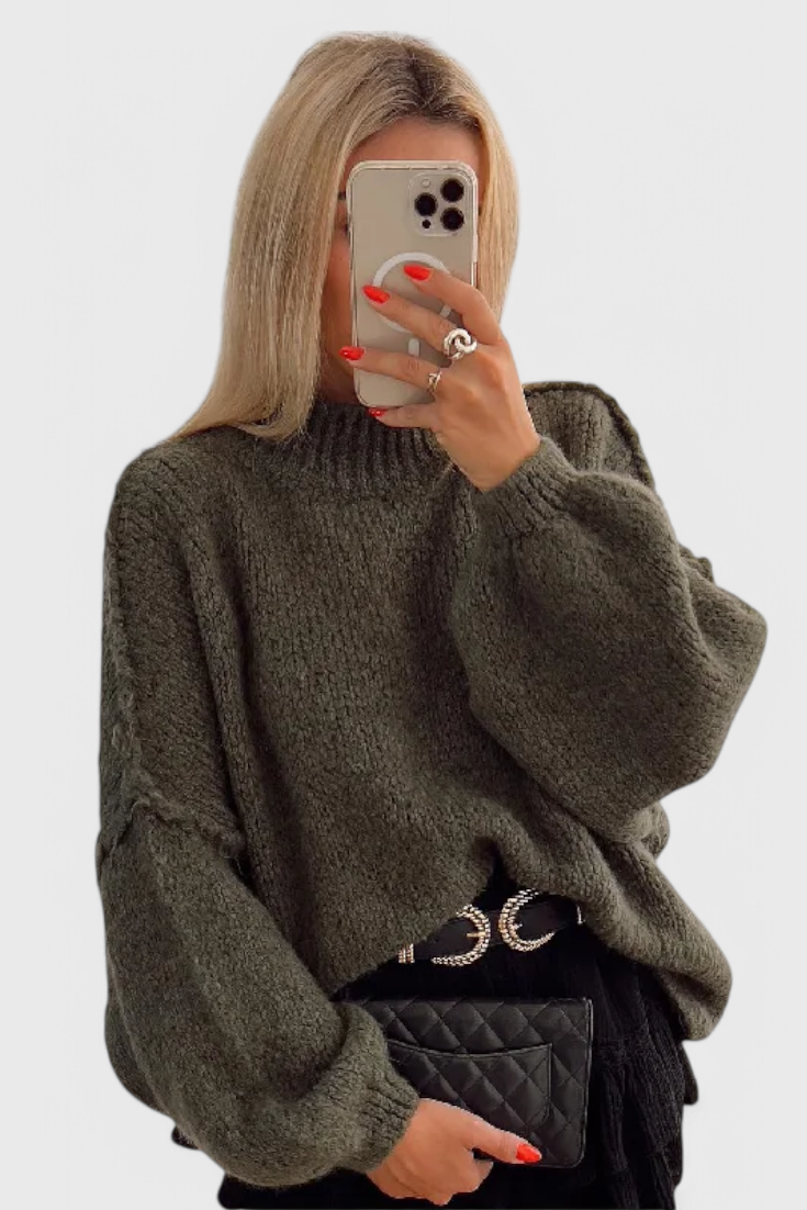 Carly | Suéter de Punto Oversized con Mangas Globo