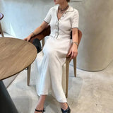 Lídia | Vestido de Malla con Decote en V y Botones